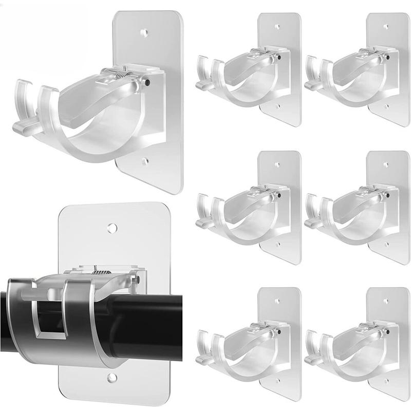 8× Curtain Rod Brackets Self Adhesive Nail Free Bathroom Kitchen Holder Hook USA Organiser Plastic Wall