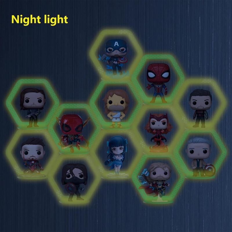 12 Sets Display Shelves for Funko Pop Display or Other Pop Figures, Wall Mounted Glow at Night