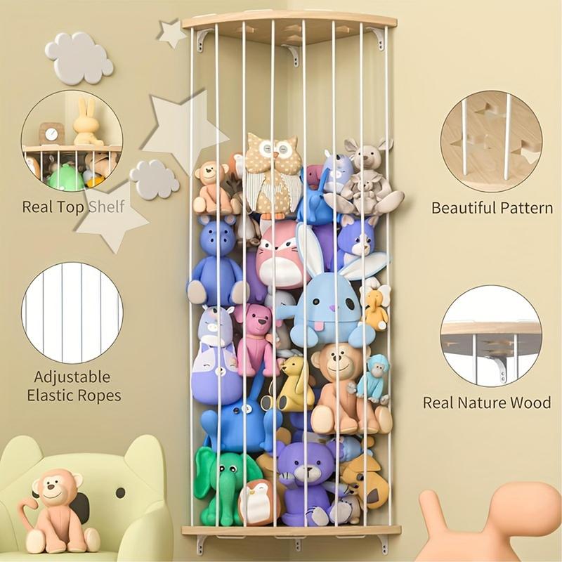 Adjustable Height Plush Animal Toy Storage Rack, 1 Count Cute Hanging Item Storage Rack, Wall & Corner Animal Storage Rack for Living Room Bedroom