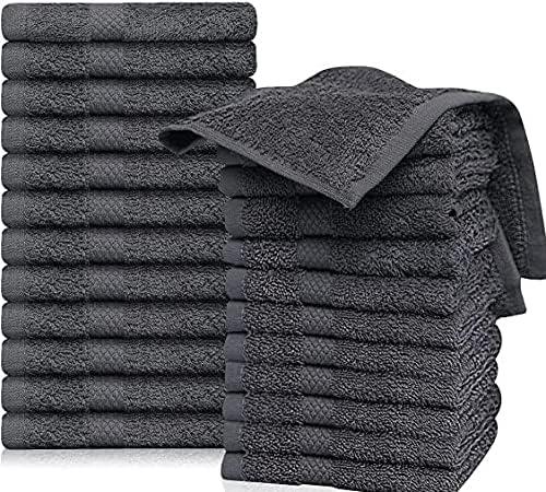 QUBA LINEN Grey Washcloths Pack of 24-12