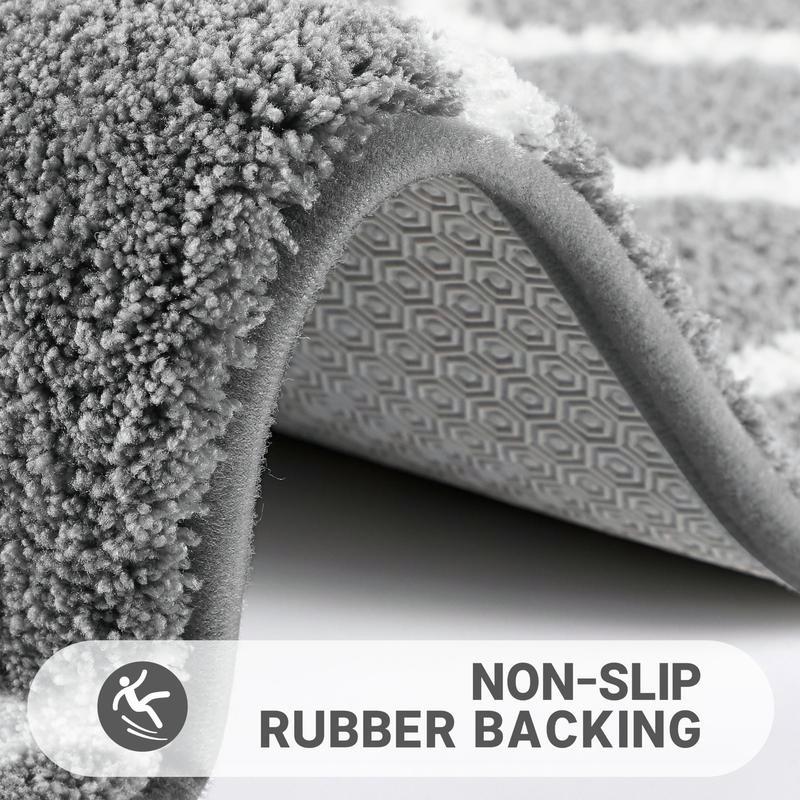 Grey super soft bathroom rugs (24x17 inch), thick plush, non-slip, water absorbent & Machine-washab