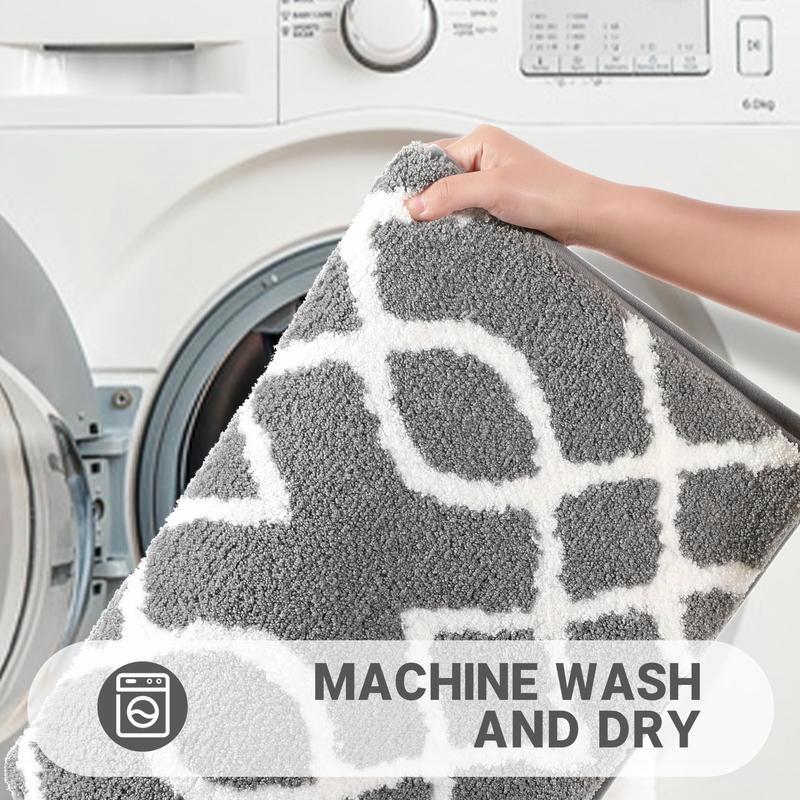 Grey super soft bathroom rugs (24x17 inch), thick plush, non-slip, water absorbent & Machine-washab