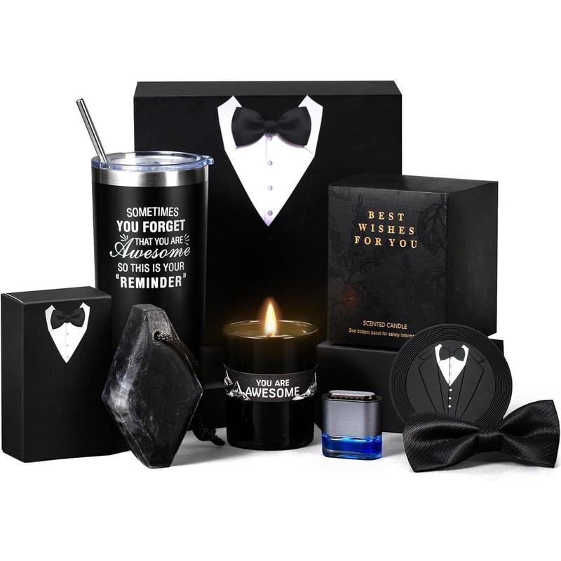 Gifts for Men Him Dad Christmas Stocking Stuffers, Birthday Gifts for Men Who Have Everything, Gift Baskets for Men, Candles Gift Box for Men, Coffee Tumbler Gifts, Anniversary Wedding Gifts for Men