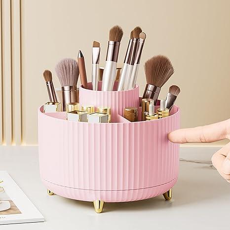 360 Rotating Plastic Makeup Brush Holder Large Cosmetic Skincare Organizer for Lotion Lipstick and Cream Makeup Organizer, Multi-functional organizer Boxes