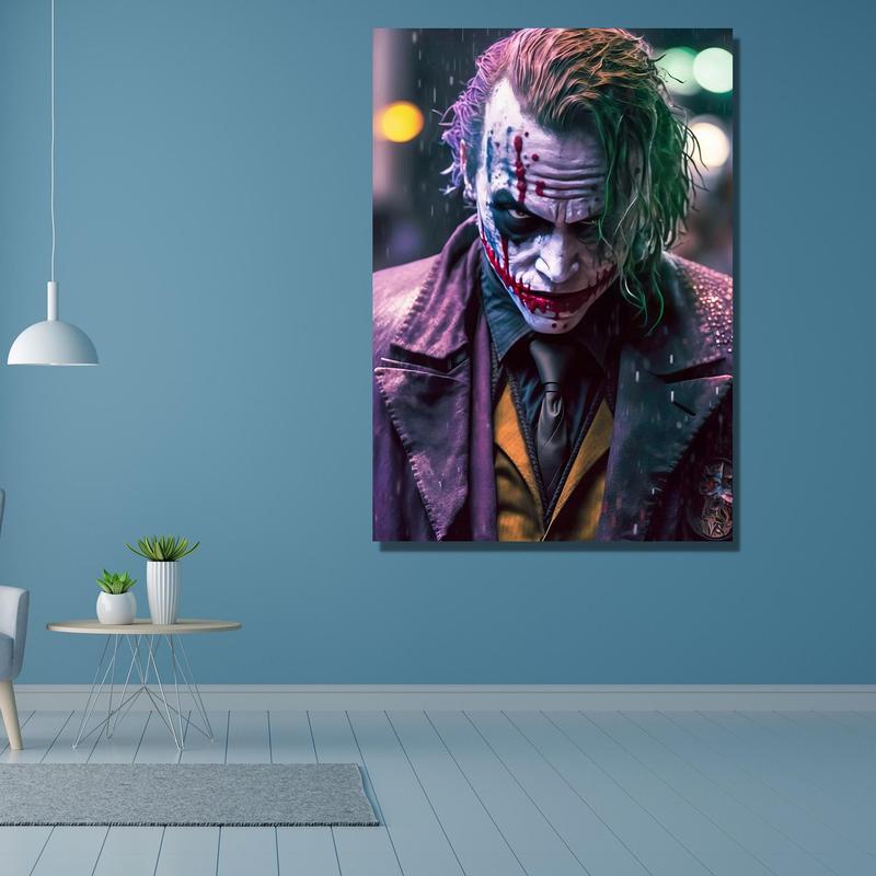 Joker Heath Ledger Ready To Han Poster, Joker Canvas Wall Art, Joker Painting Extra Large Wall Art Print Ornaments