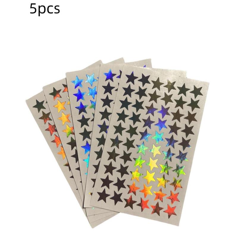 Star Pattern Sticker, 5pcs Self Adhesive Decor Paper, Decor Sticker for DIY Gift Greeting Card Water Bottle Laptop Phone, Journaling Supplies, School Supplies