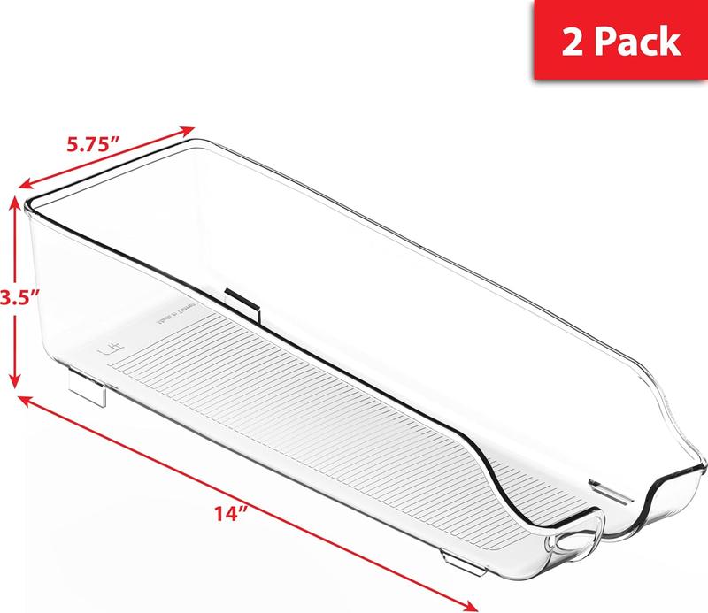 Simple Houseware Can Organizer for Pantry   Refrigerator, Clear, Set of 2