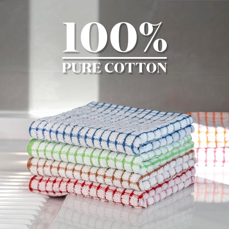 100% Cotton Kitchen Dish Towels, 16 Inch x 25 Inch Absorbent Dish Cloths 6 Pack Kitchen Towels, for Drying Dishes and Table