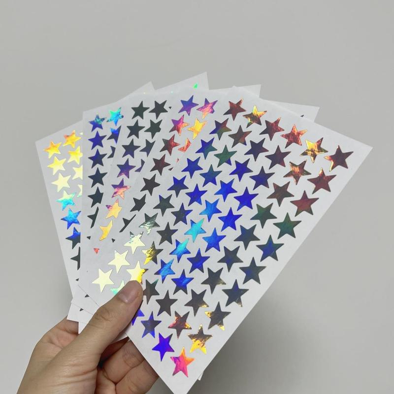 Star Pattern Sticker, 5pcs Self Adhesive Decor Paper, Decor Sticker for DIY Gift Greeting Card Water Bottle Laptop Phone, Journaling Supplies, School Supplies