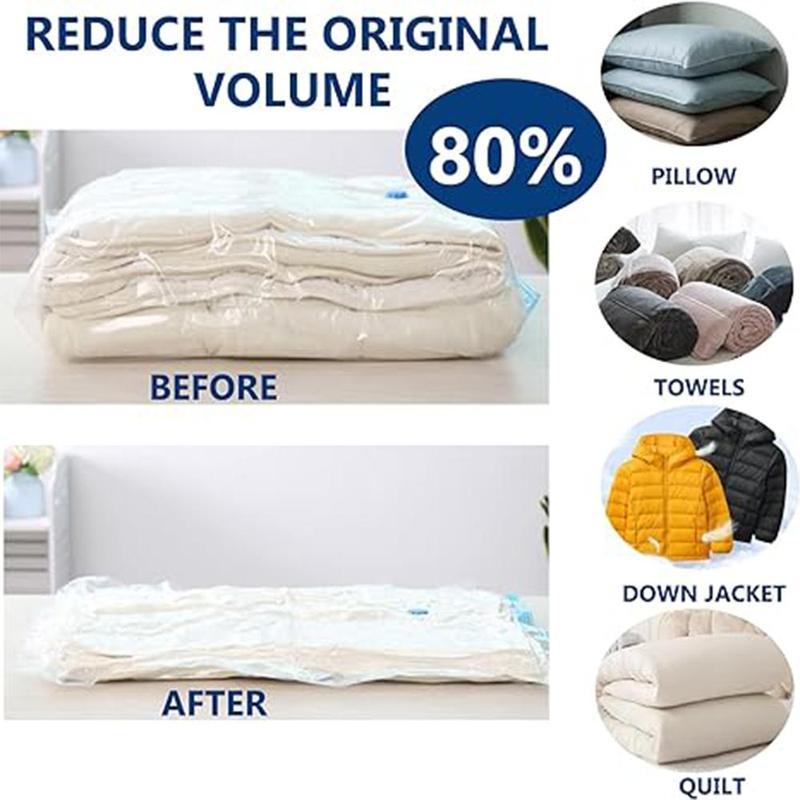 Vacuum Bag with Electric pump, 10pcs Multi Size Vaccum Clothes Storage  Bag & 1 Pump, Compression for Comforters and Blankets, Sealer Clothes Storage, Bedding Room School, Travel Family Organizers Reusable Waterproof Space Saving