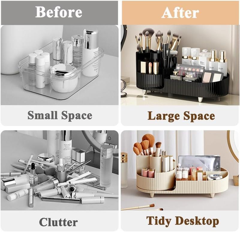 360 Rotating Plastic Makeup Brush Holder Large Cosmetic Skincare Organizer for Lotion Lipstick and Cream Makeup Organizer, Multi-functional organizer Boxes