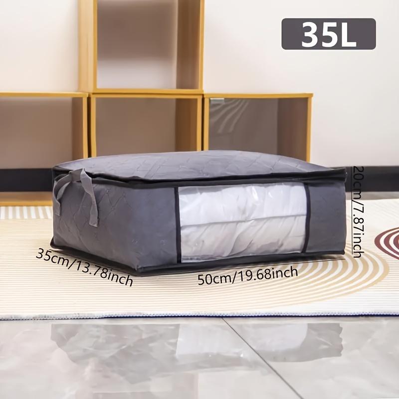 Clothes Storage Bag, Foldable Fabric Storage Box with Handle, Portable Breathable Non-woven Container for Closet Bedroom Dormitory Office