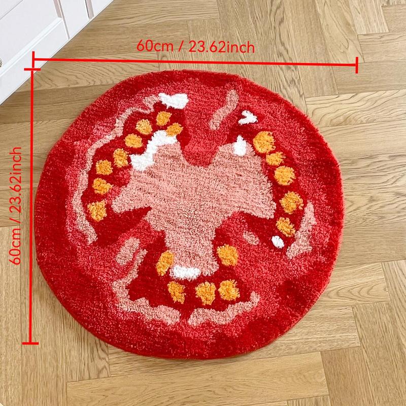 Tomato Shaped Bath Mat, 1 Count Non-slip Soft Floor Mat, Decorative Carpet for Home Living Room Bedroom Kitchen Bathroom