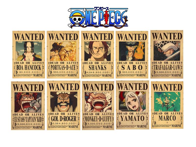 One Piece Bounty Poster Luffy Wanted Bounty Poster Shanks Sabo Ace One Piece Boa Hancock Trafalgor Law Gol D. Roger Yamato One Piece Posters