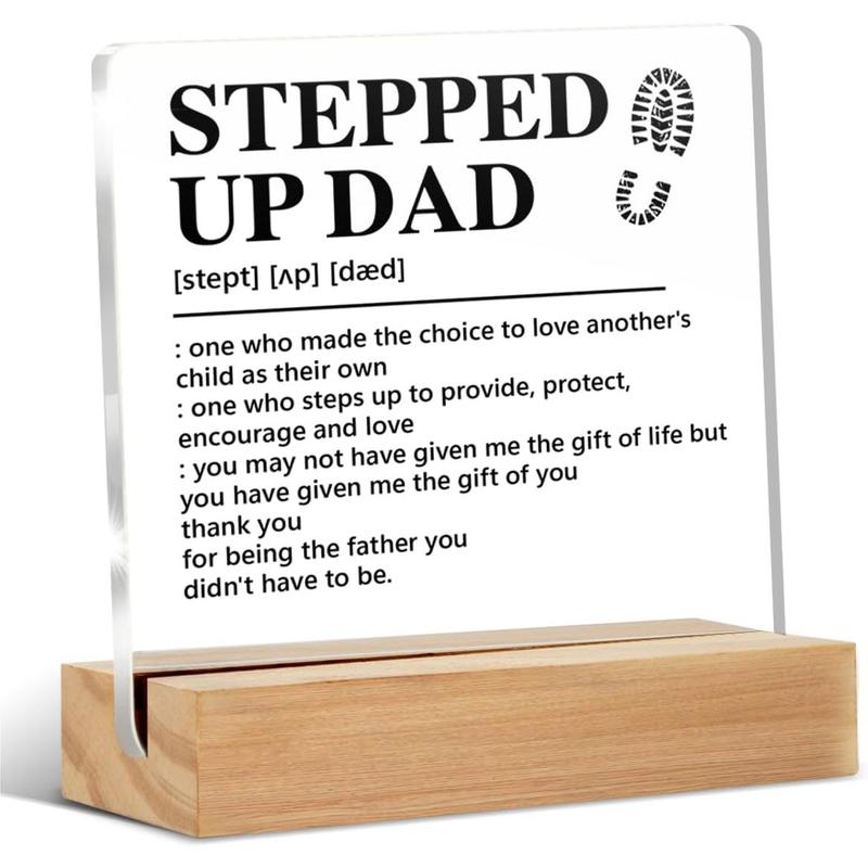 Stepped up Dad Gift From Son Daughter, Step Dad Gift Ideas, Birthday Christmas Father's Day Gifts for Stepdad Step Dad Stepfather Bonus Dad, Stepped up Dad Definition  Sign Keepsake