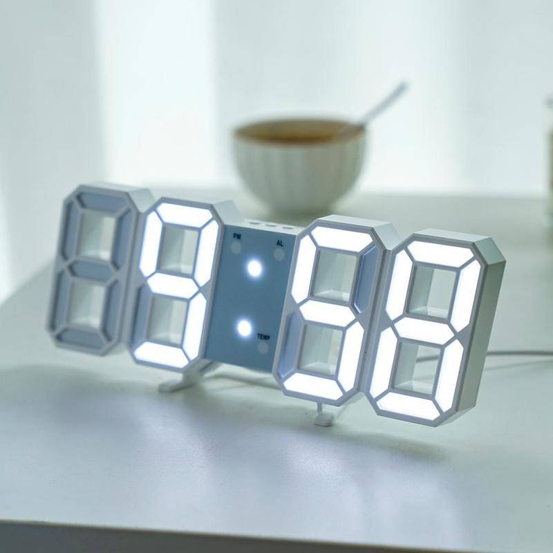 3D Digital Clock, USB-powered LED Electronic Clock, Home Desktop Silent Stereo Alarm Clock, Creative Fashion Clock