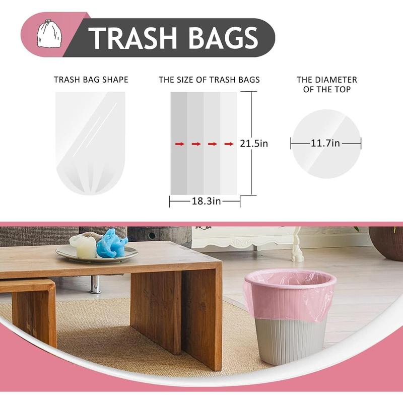 5 Gallon 180 Counts  Strong Trash Bags Garbage Bags, Bathroom Trash Can Bin Liners, Small Plastic Bags for home office kitchen, fit 12-15 Liter, 3,3.5,4.5 Gal, Pink