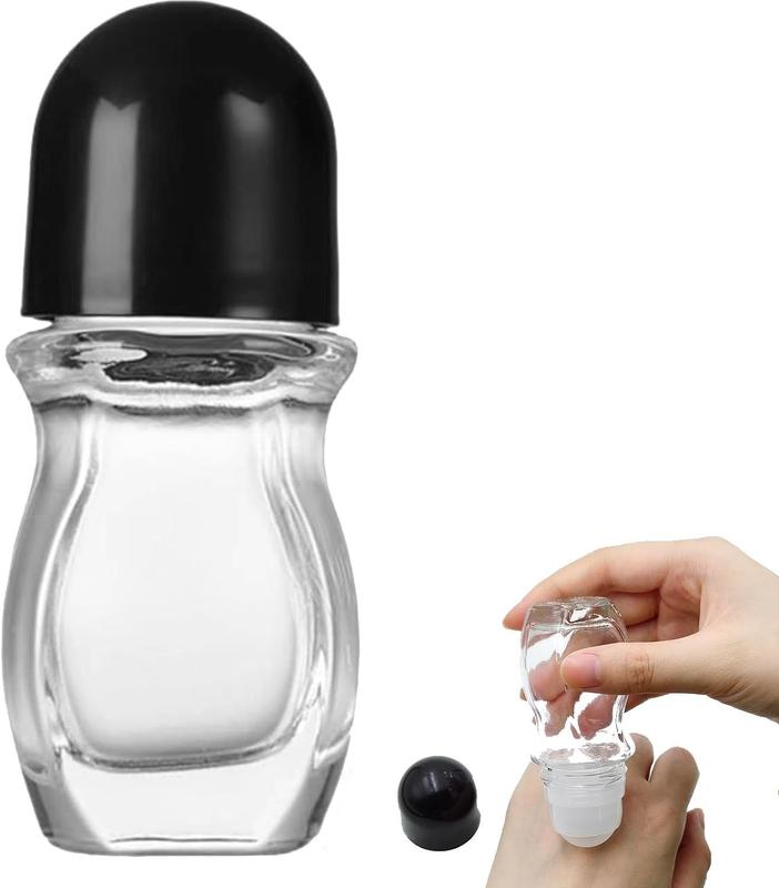 1PCS Glass Empty Roller Bottles with Plastic Roller Ball, Deodorant Roll On Bottles Containers Leak Proof Massage Roller Ball Bottles with Cap For Essential Oils Perfume Cosmetics(30ml)