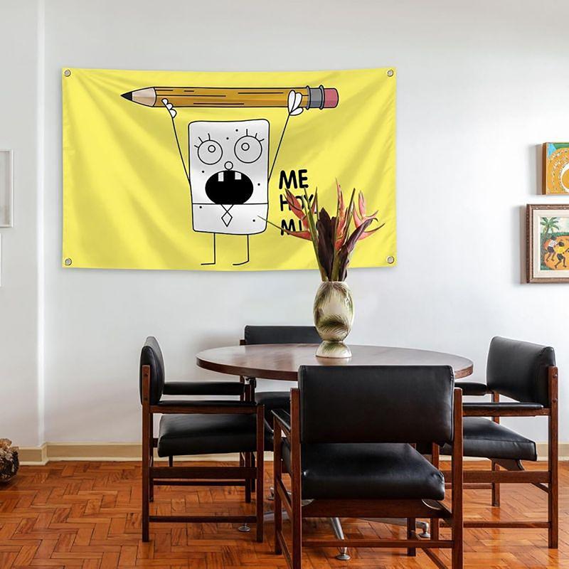 DoodleBob Me Hoy Minoy 3x5Ft Flag Tapestry for Wall Hanging Bedroom Living Room College Dorm Decor Banner With 4 Brass Grommets