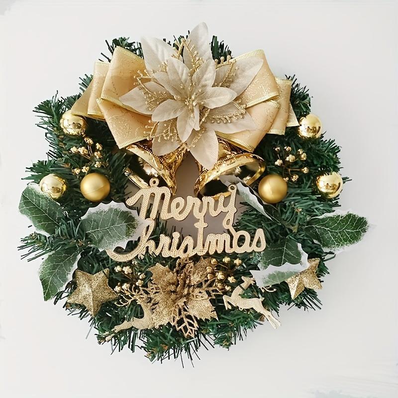 Christmas Themed Wreath, 1 Count Merry Christmas Hanging Ornament, Festive Holiday Cozy Atmosphere Decorations for Home Room Door