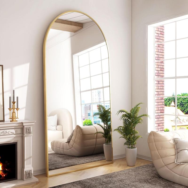 30x71 inch Wall Mount Arched Full Length Mirror-Aluminum Alloy Frame High Definition-Full Body Mirror for Bedroom or Living Room,Gold