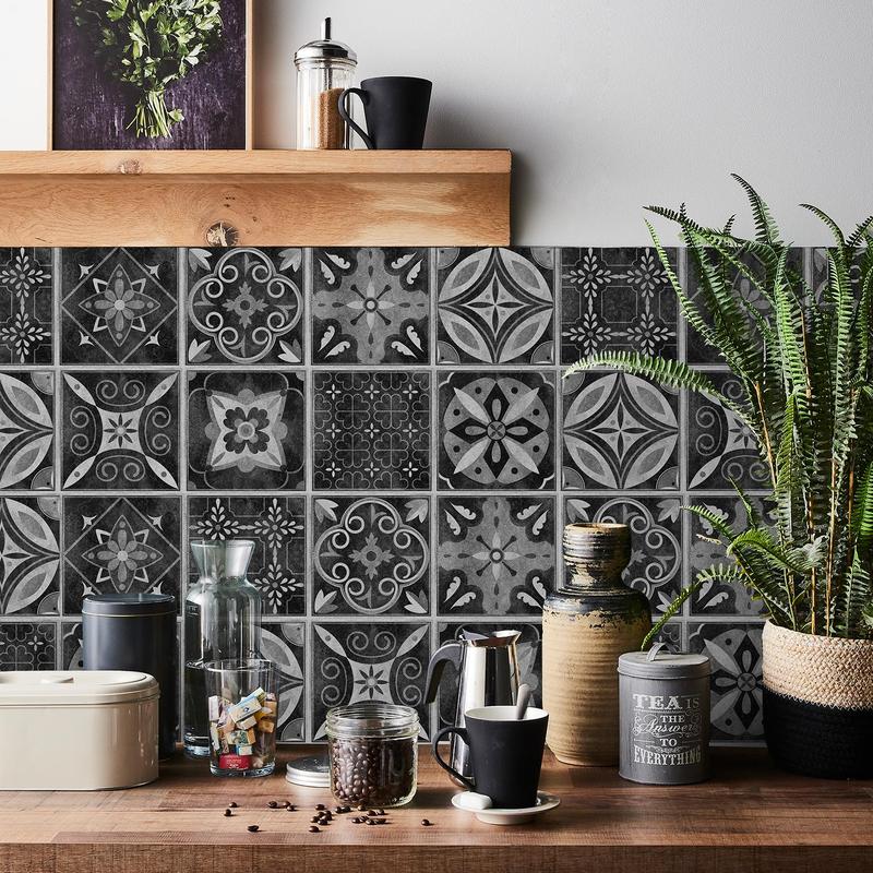 Geometric Pattern Wall Sticker, 24pcs set Self-adhesive Peel & Stick Wall Decal, Waterproof Wall Sticker for Kitchen Bathroom Decoration