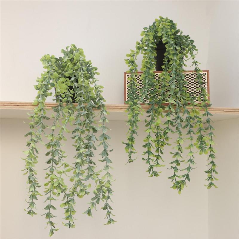 Artificial Hanging Potted Plant, 2 Pots Realistic Faux Plastic Plants, Hanging Decorative Plants for Home Wedding Porch