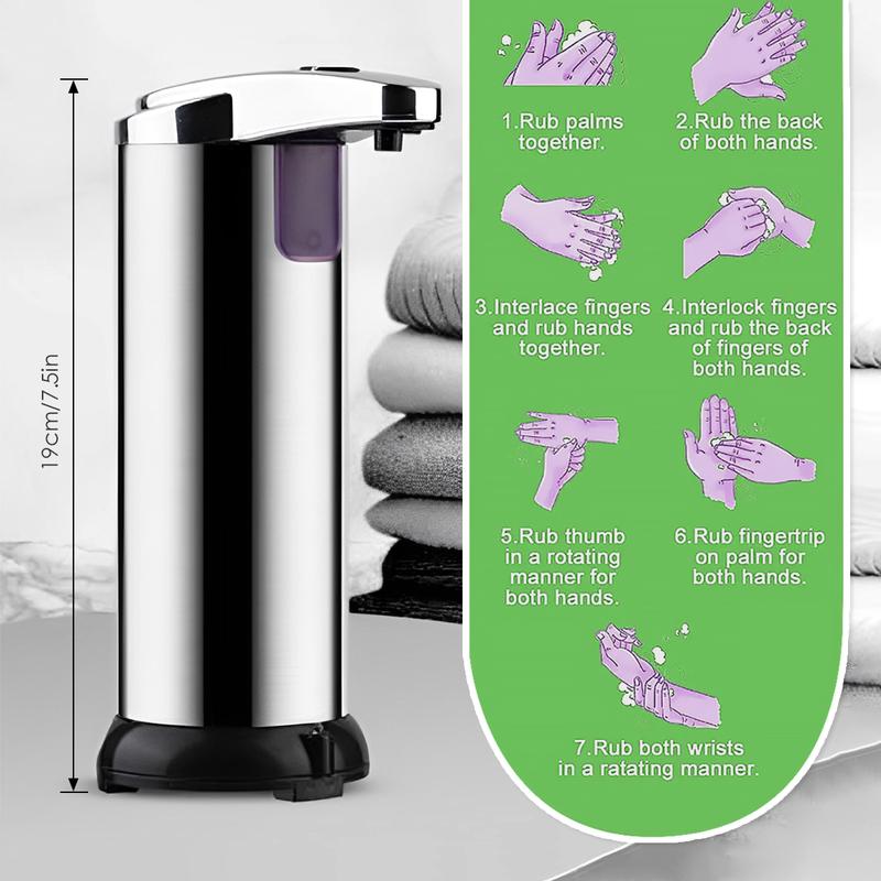 2024 NEW 280ml 9.56oz Self-Moving Soap Dispenser 3 Adjustable Level Touchless Hand Soap Dispenser Motion Sensor Smart Hand Sanitizer Dispenser Stainless Steel Body with Waterproof Base for Bathroom