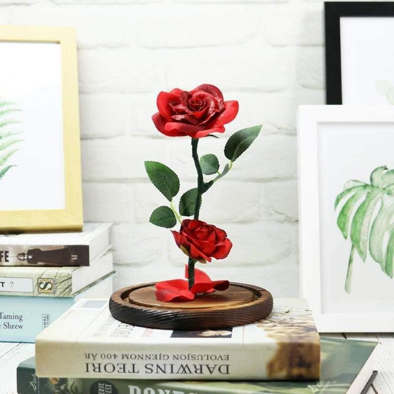 Purchase Products Beauty and the Beast Roses, Ladies Gift Ideas Birthday, Anniversary Rose Gift Decoration Artificial Flower Gift Romantic Red Silk Roses, Flowers in Glass Dome   Plants Ornaments