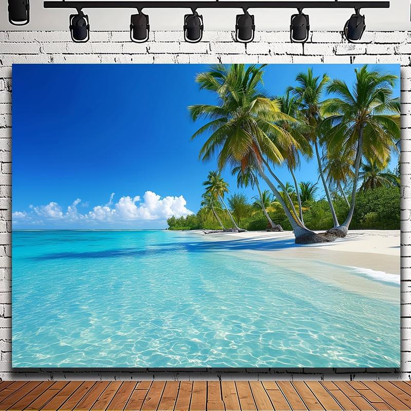 Christmas 2024 Ornament - Vibrant Ocean Beach Tapestry - Tropical Paradise Wall Hanging with Coconut Tree, Palm Tree, and Hippie Bohemian Designs - Perfect Decor for Bedroom, Living Room, and Dorm