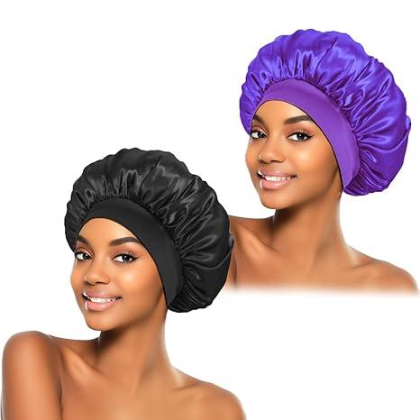 West Kiss Silky Satin Bonnet for Sleeping, Shower Hair Bonnet for Women, Bonnet for Curly Hair