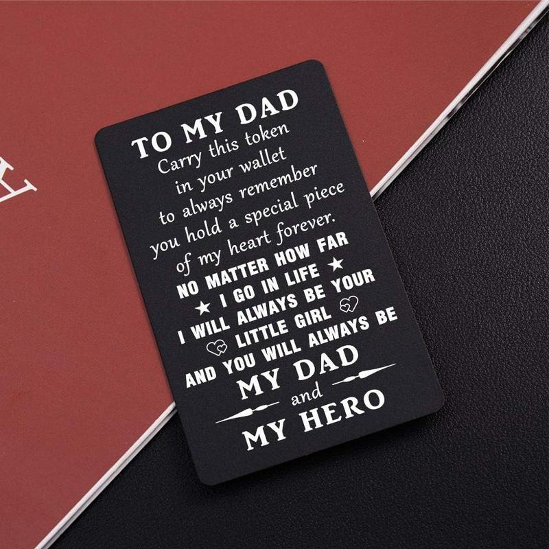 Dad Christmas Gifts from Daughter - Meaningful Gifts for Dad I Will Always Be Your Little Girl, To My Hero Dad Engraved Wallet Card Stocking Stuffers, Fathers Day