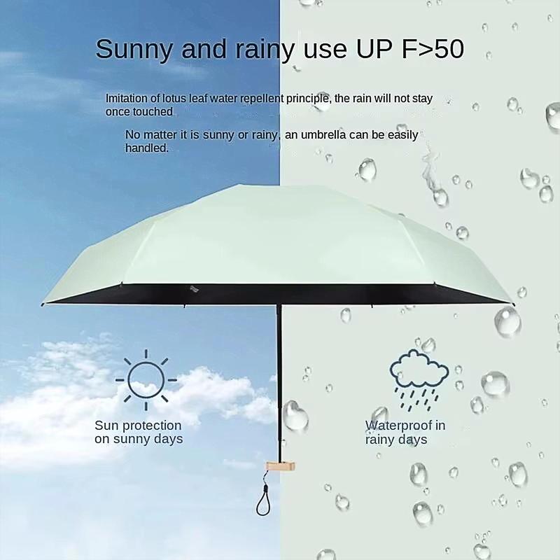 Mini Travel Sun Umbrella with Case, 1 Count Portable Lightweight Windproof Umbrella, Small Compact UV Protection Umbrella for Sun and Rain