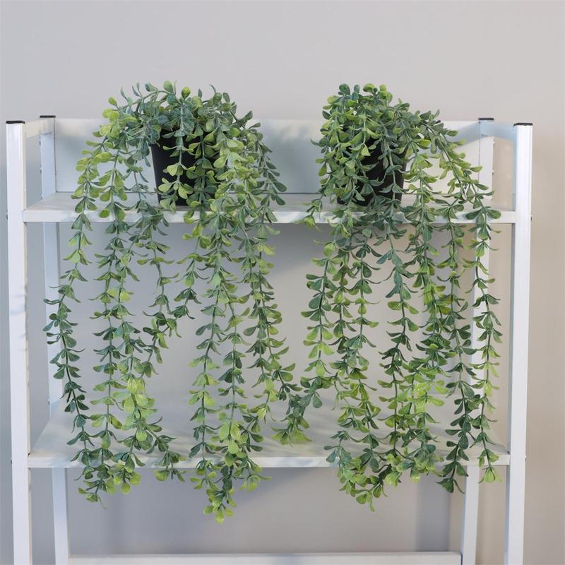 Artificial Hanging Potted Plant, 2 Pots Realistic Faux Plastic Plants, Hanging Decorative Plants for Home Wedding Porch