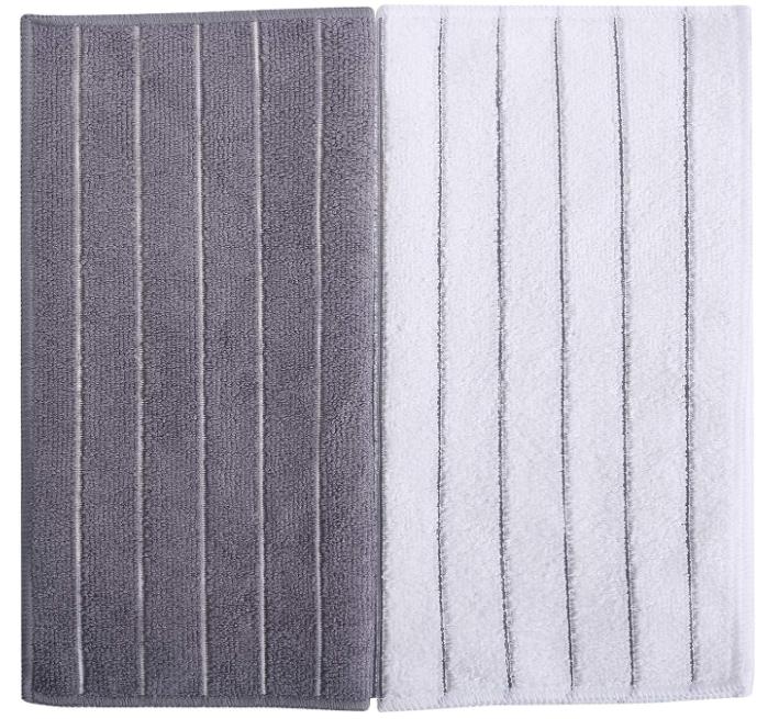 Microfiber Dish Towels, Stripe Designed, Super Soft and Absorbent Dishcloth, Pack of 8, 12 x 12 Inch, Gray and White