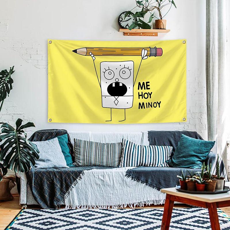 DoodleBob Me Hoy Minoy 3x5Ft Flag Tapestry for Wall Hanging Bedroom Living Room College Dorm Decor Banner With 4 Brass Grommets