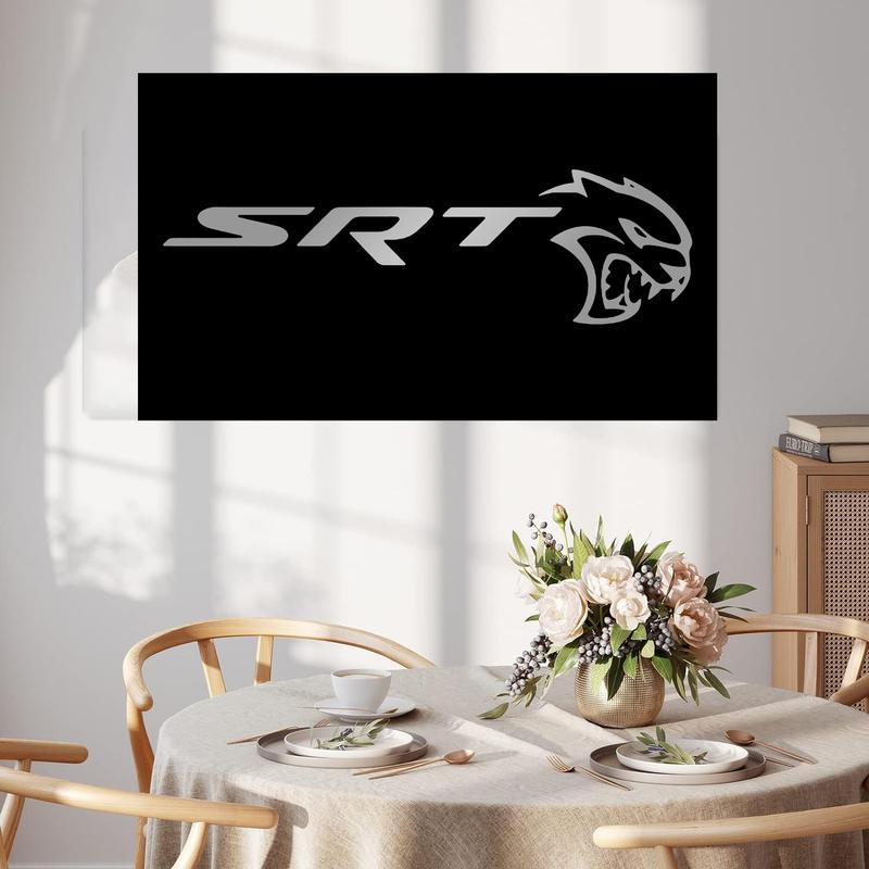 SRT Car Flag Black  with 4 Brass Grommets 3x5 Ft Wall Tapestry Banner for Indoor Outdoor Living Room Garden,Lawn,Yard Home Decor