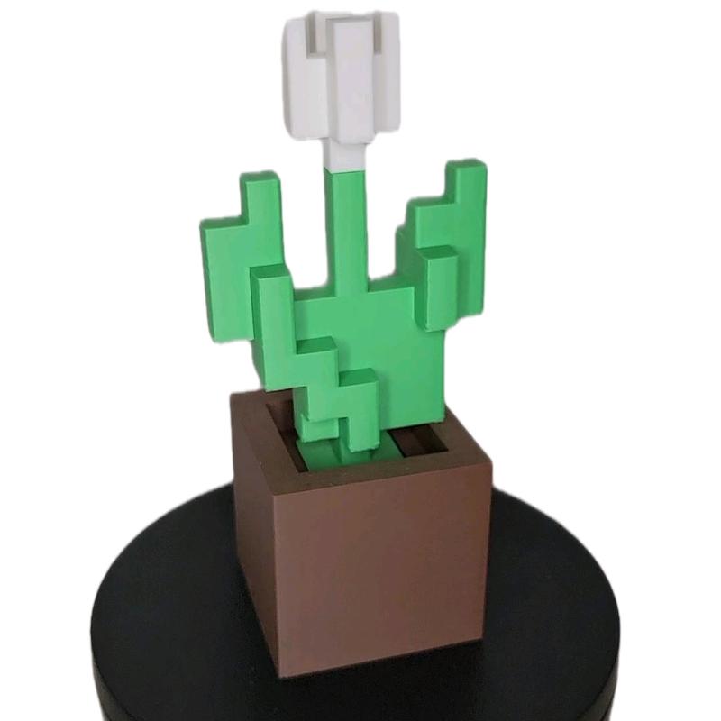 Minecraft Inspired Tulip Decorative Sculpture