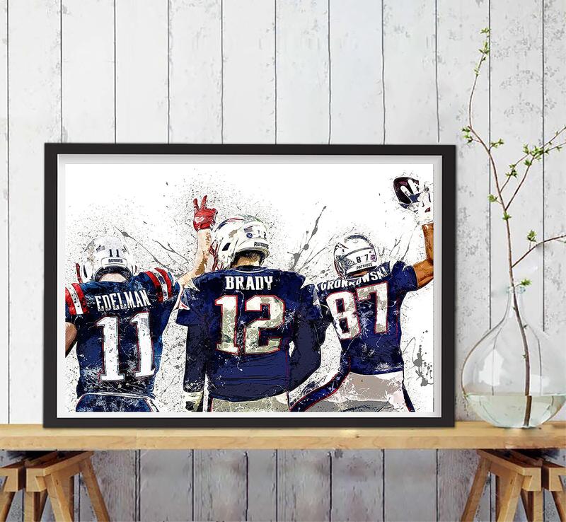 Matching Sports Design Poster, Gallery  New England Patriots, Man Cave, Kids Room, Game Room