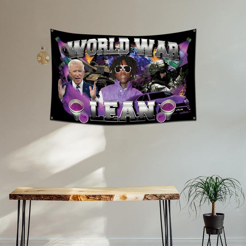 World War Lean Flag - Funny Poster 3x5Ft Banner  Rapper Meme Tapestry for Outdoor College Dorm, Bedroom, Man Cave Wall Decor