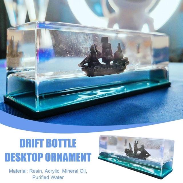 Ghost Ship Black Pearl Ship In A Bottle Fluid Liquid Drift Bottle Living Room Decoration Gift Float Ornaments