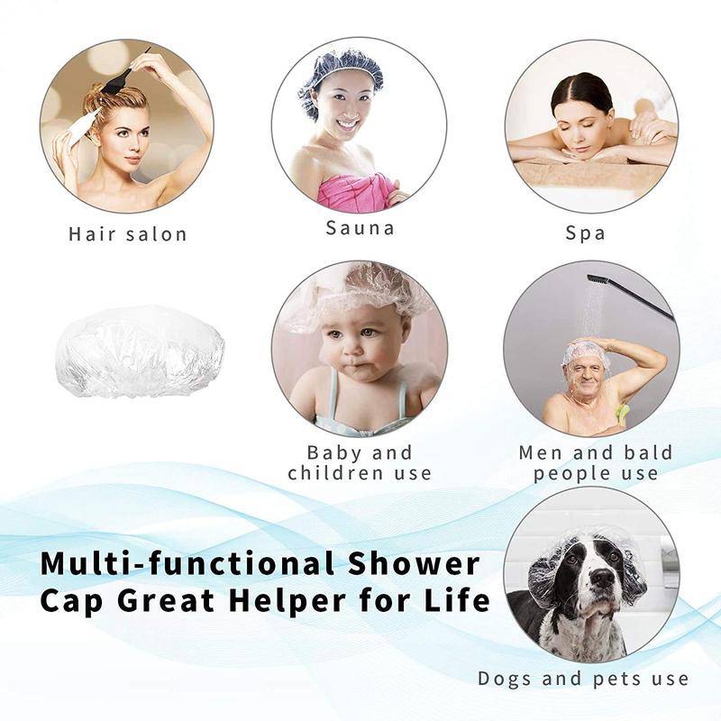 30pcs Disposable Shower Caps-Multi-Purpose Thickening Elastic Bath Cap Plastic Waterproof Clear Shower Cap Bath Shower Caps Women Spa,Men Hair Caps,Home Use,Hotel and Hair Salon, Travel.(Size 46CM)