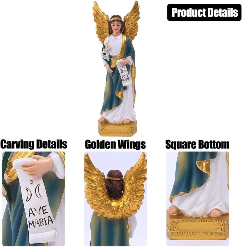 Statue of St.Gabriel The Archangel, 8in H Resin Catholic Gift Saint Gabriel The Messenger of God Figurine, Suitable for Religious and Ornaments Decor