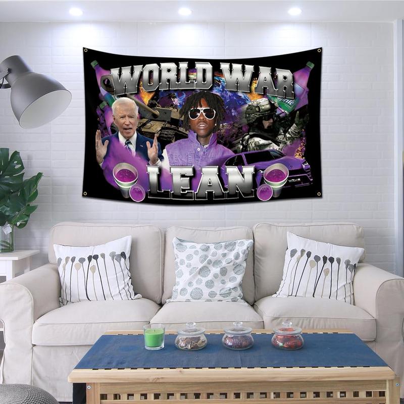 World War Lean Flag - Funny Poster 3x5Ft Banner  Rapper Meme Tapestry for Outdoor College Dorm, Bedroom, Man Cave Wall Decor