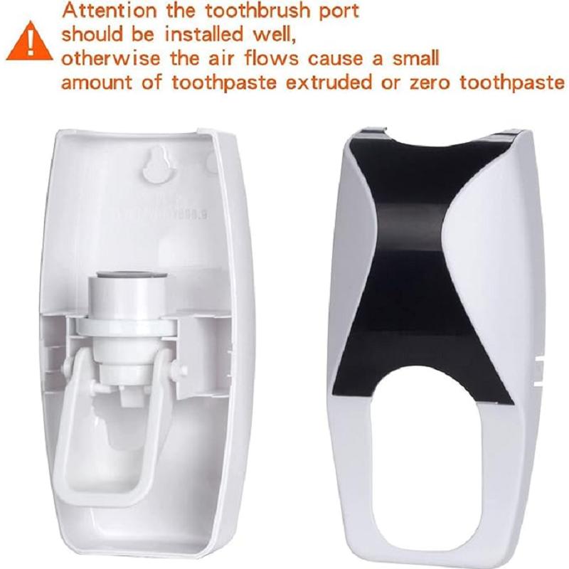 Toothbrush Holder Toothpaste Dispenser Set Dustproof with Super Sticky Pad Wall Mounted  Hands Free Toothpaste Squeezer for Family Washroom bathroom