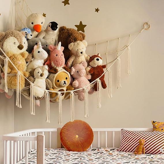 Large Stuffed Animal Storage Hammock Net for Kids Room Decor and Plush Organizer Holder