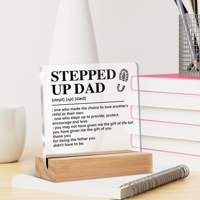 Stepped up Dad Gift From Son Daughter, Step Dad Gift Ideas, Birthday Christmas Father's Day Gifts for Stepdad Step Dad Stepfather Bonus Dad, Stepped up Dad Definition  Sign Keepsake