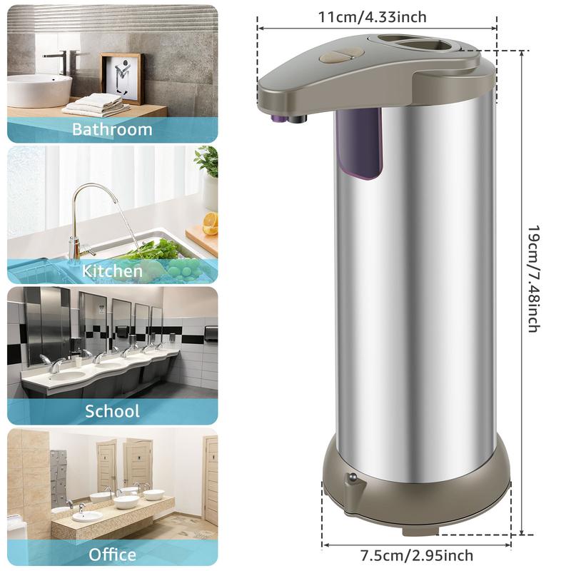 2024 NEW 280ml 9.56oz Self-Moving Soap Dispenser 3 Adjustable Level Touchless Hand Soap Dispenser Motion Sensor Smart Hand Sanitizer Dispenser Stainless Steel Body with Waterproof Base for Bathroom