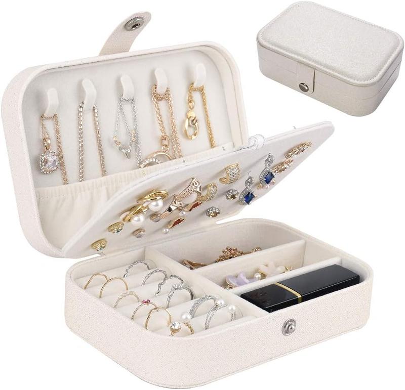 Travel  Organiser Cases,  Storage Box for Necklace, Earrings, Rings, Bracelet (Box-White)