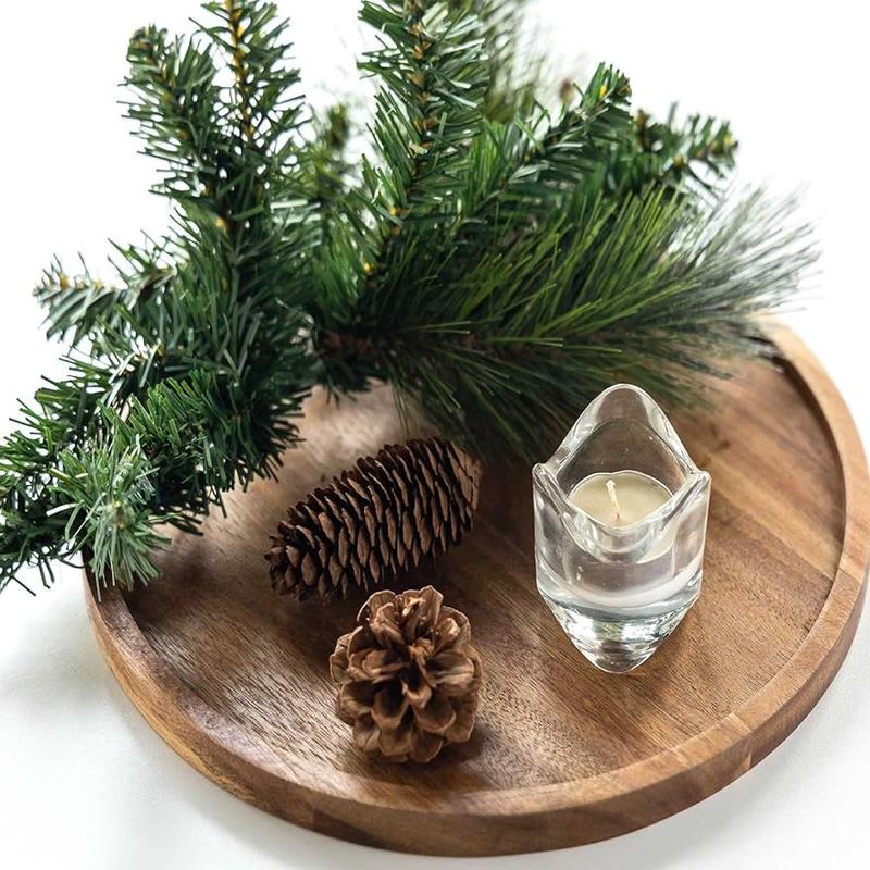 11.5 Inches Candle Holder Tray Home Decor, Round Wood Tray for Table, Small Wooden Serving Tray,Household Gift Ornaments